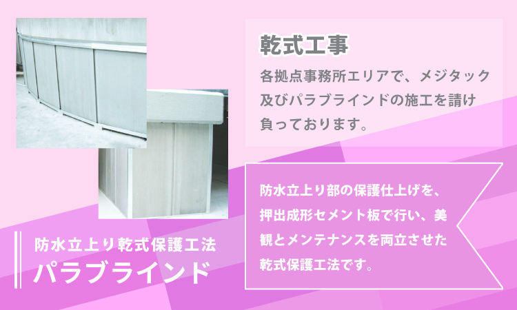 防水立上り乾式保護工法パラブラインド